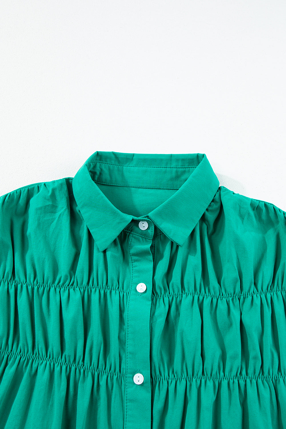 Bright Green Ruffle Sleeve Button Up Shirt Dress