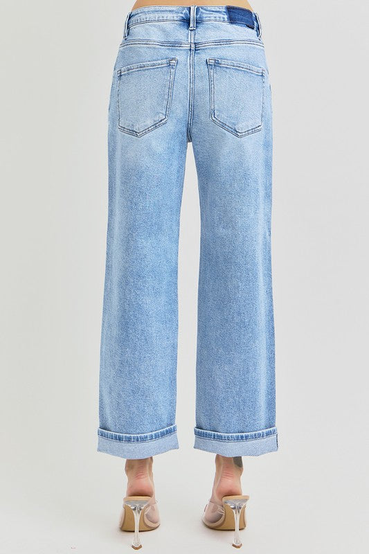 RISEN HIGH RISE ANKLE BOYFRIEND TURN UP CUFFED JEANS-ETA 10/24