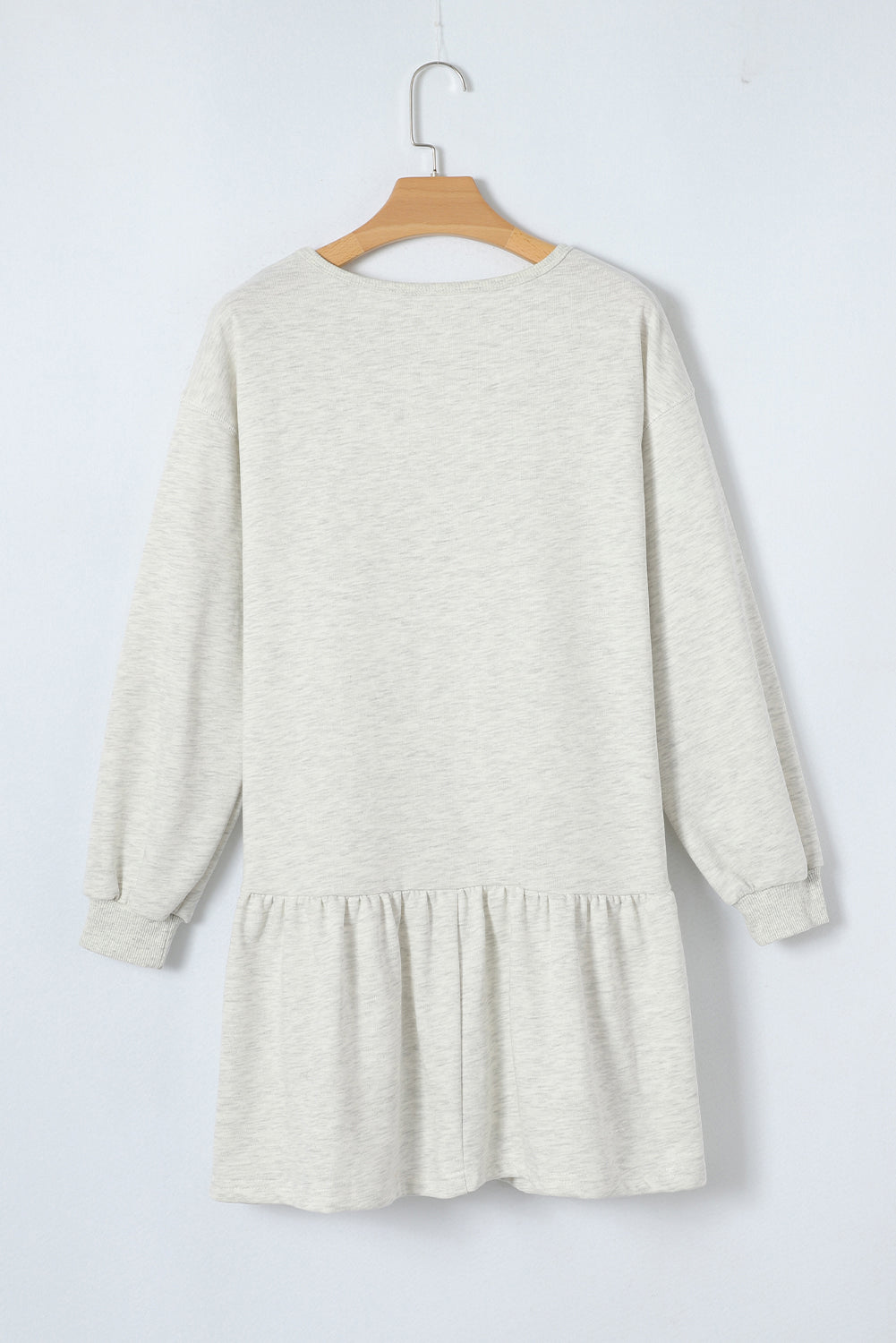 Solid Color Ruffle Hem Mini Sweatshirt Dress