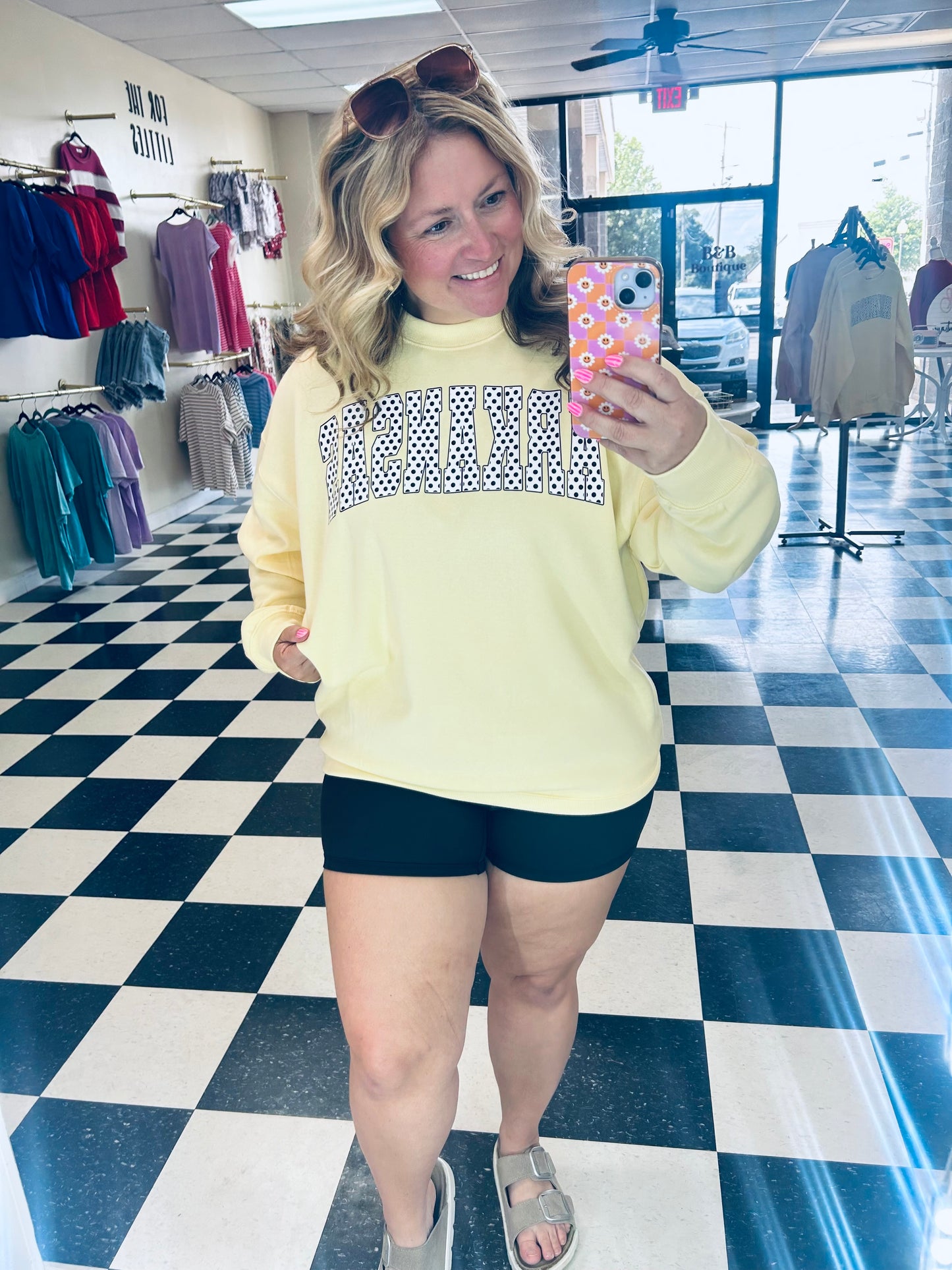 Butter Yellow Polka Dot Arkansas Crewneck