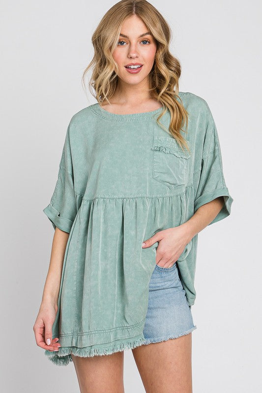 Sewn & Seen Mineral Wash Oversized Top