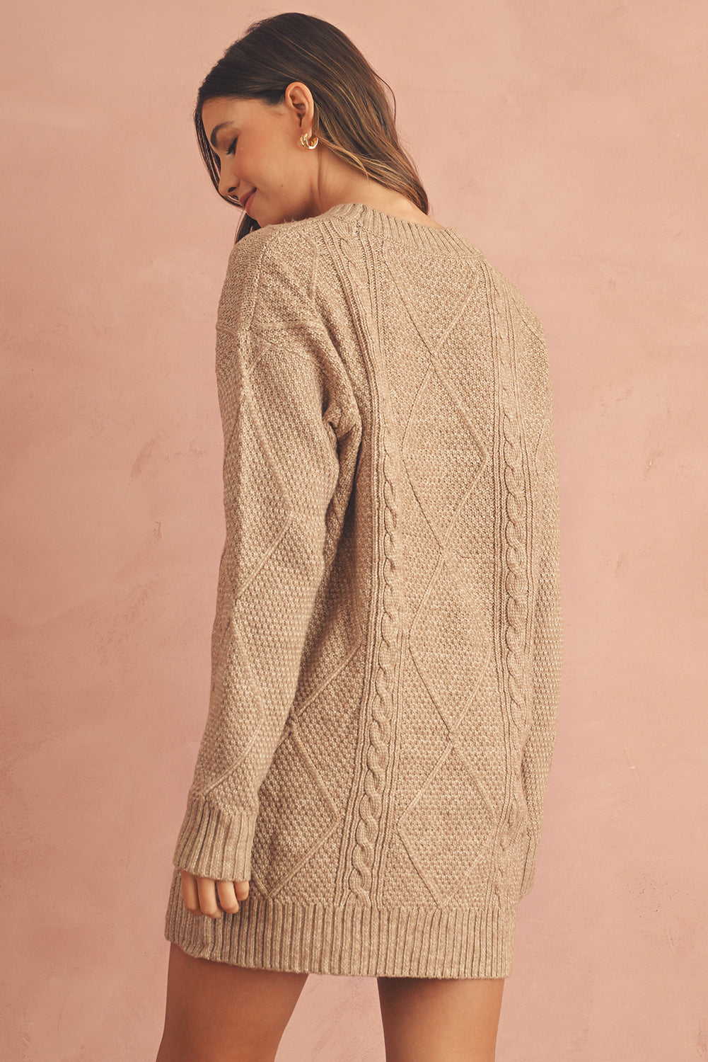 Knit Drop Shoulder Loose Fit Sweater Dress