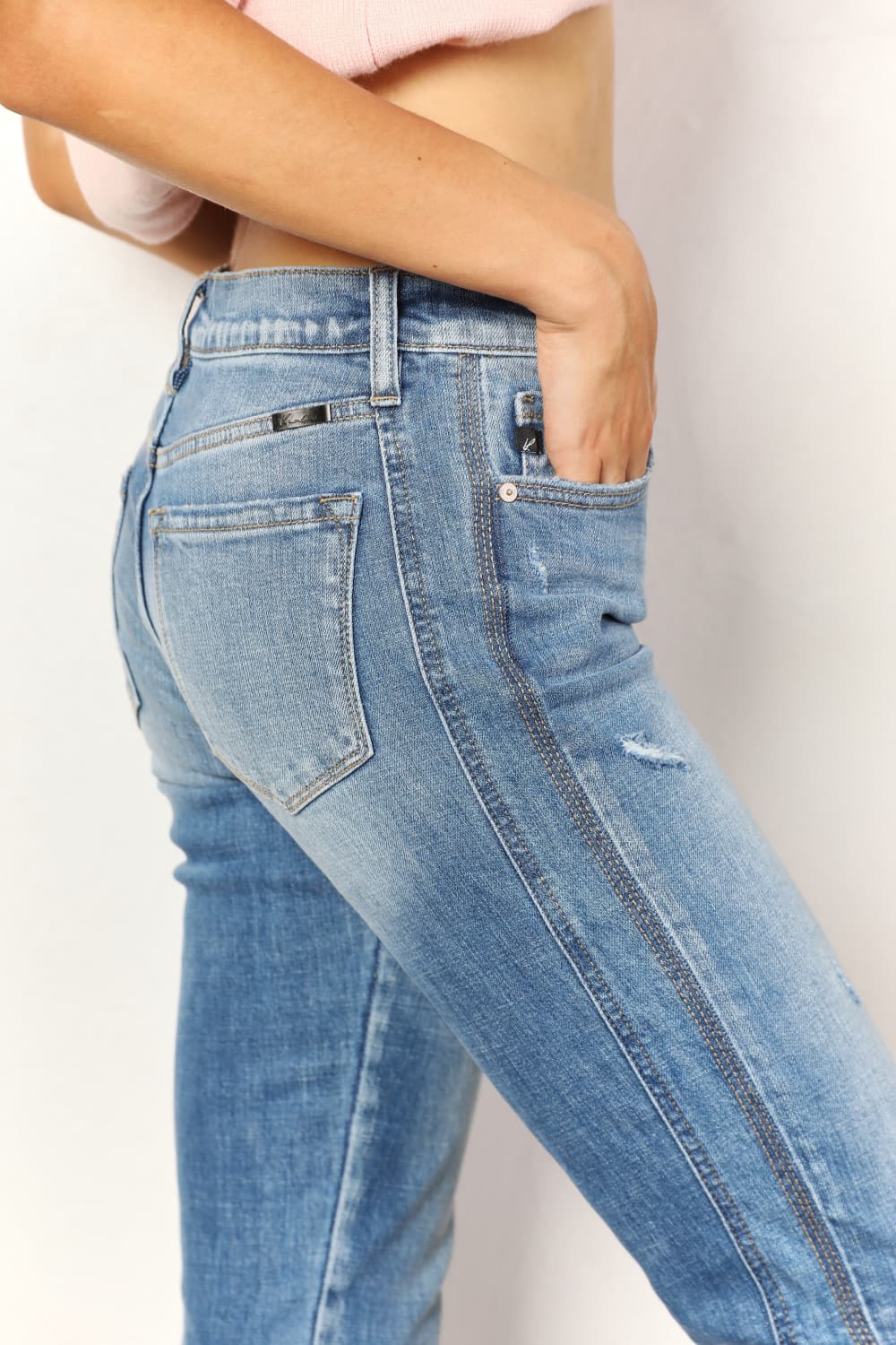 Kancan Full Size Mid Rise Slim Boyfriend Jeans