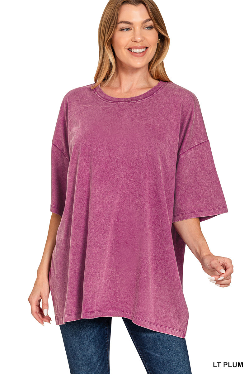 Zenana Oversized Mineral Wash Tee