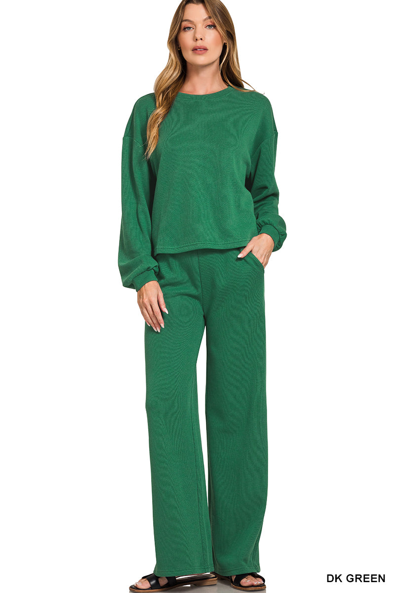 ZENANA SCUBA CREWNECK PULLOVER & PANTS SET