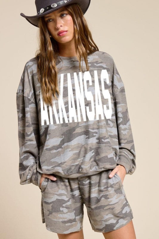 Zutter Arkansas French Terry Top in Camo or Leopard-ETA 12/20