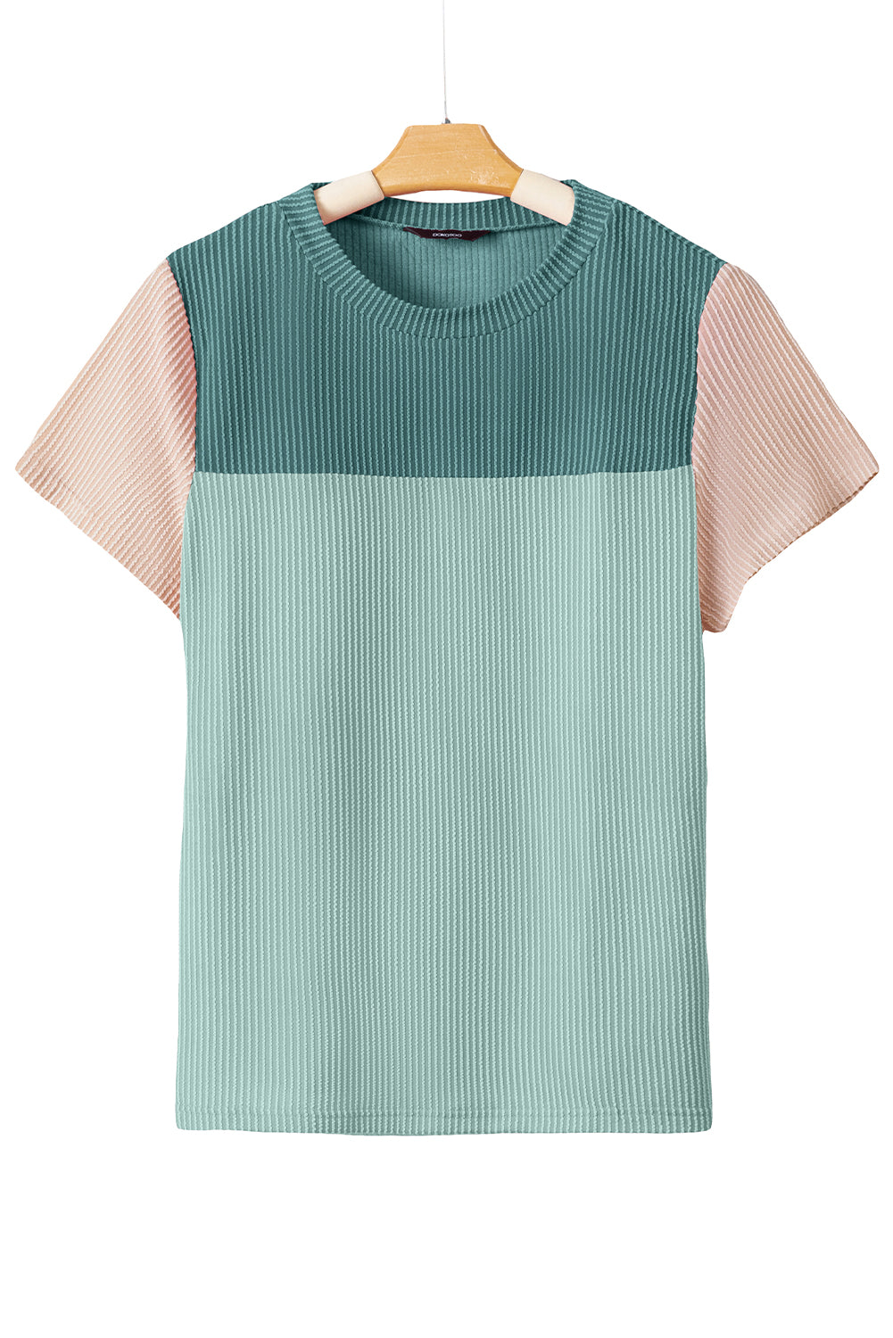 Ribbed Textured Colorblock T Shirt