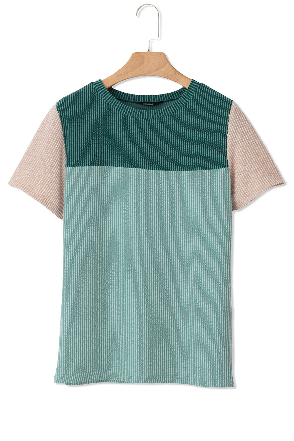 Ribbed Textured Colorblock T Shirt