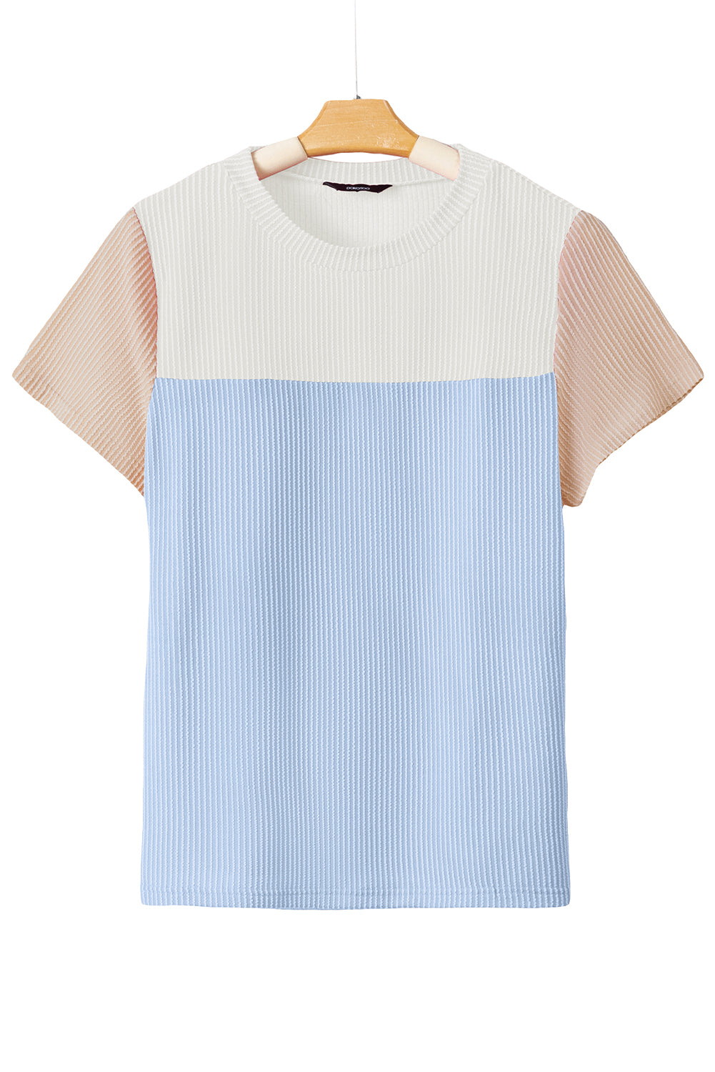 Ribbed Textured Colorblock T Shirt