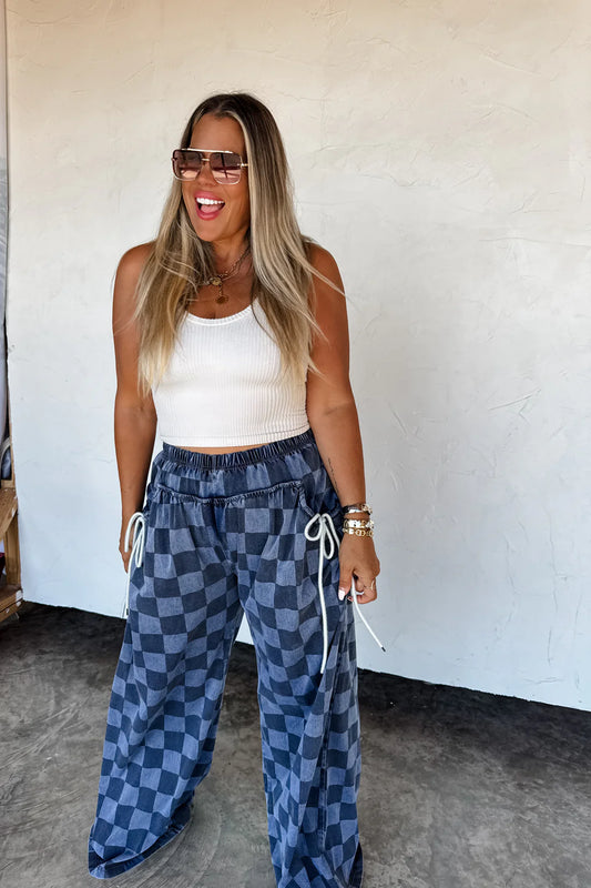 PREORDER- GO WITH THE FLOW CHECKER PANTS-ETA BEGINNING OF DEC