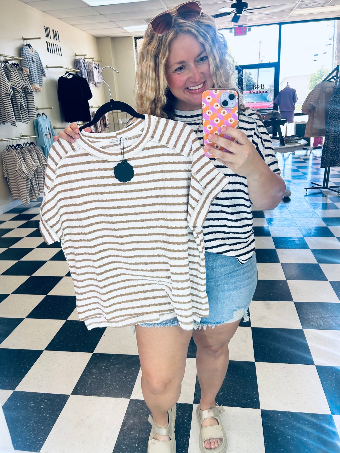 Zenana Striped Ribbed Top