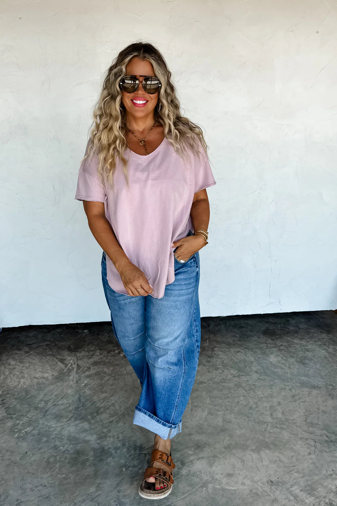 PREORDER- JOEY VNECK WASHED COTTON BOYFRIEND TEE-ETA BEGINNING OF DECEMBER