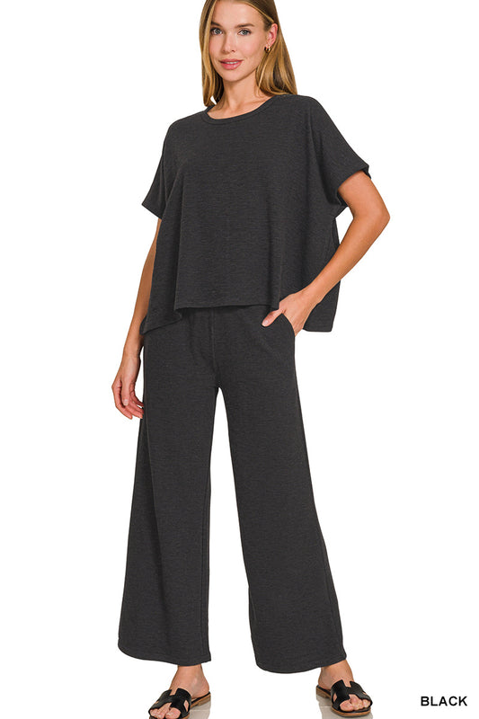 Zenana Black Pants Set