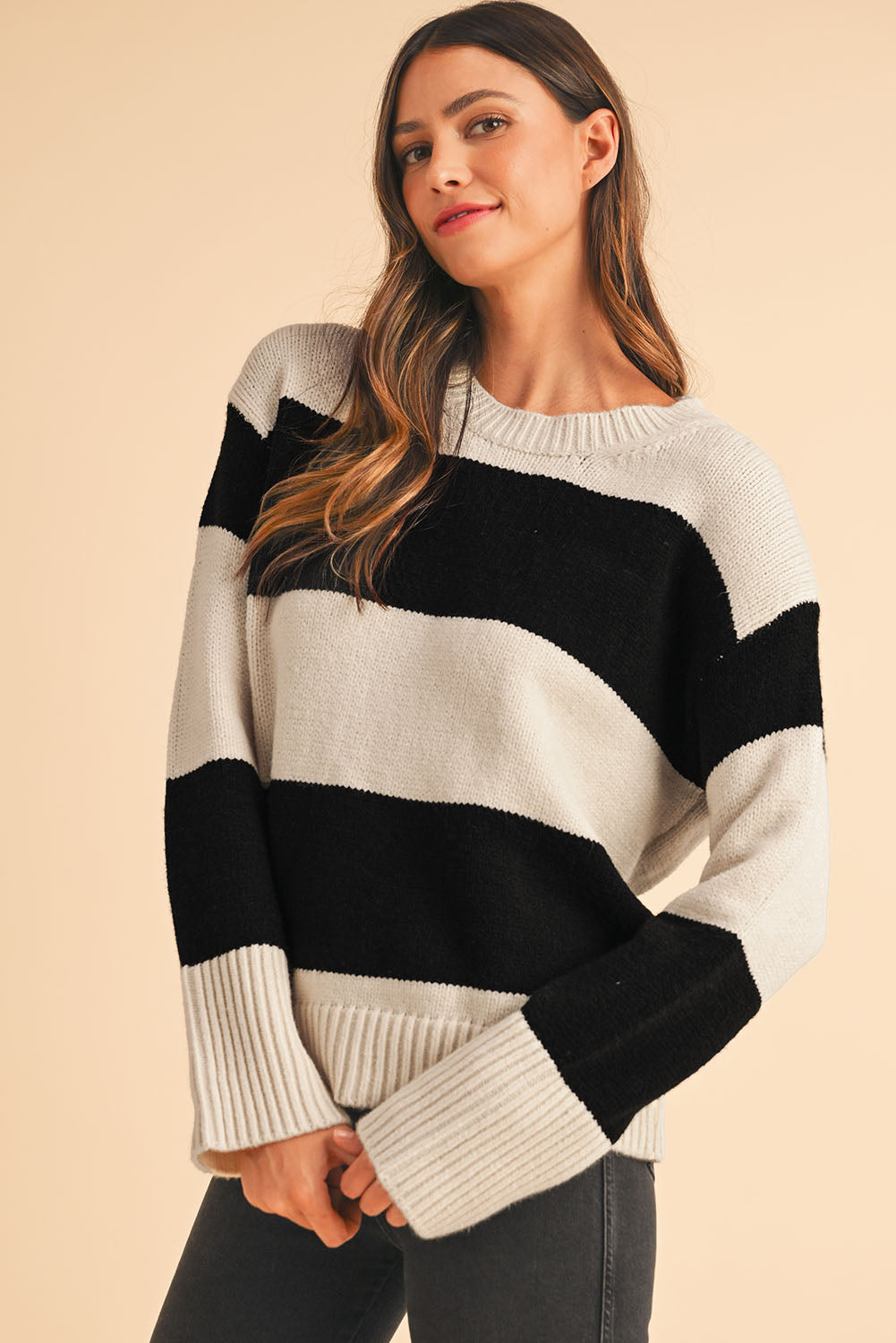 Jet Stream Colorblock Loose Pullover Sweater