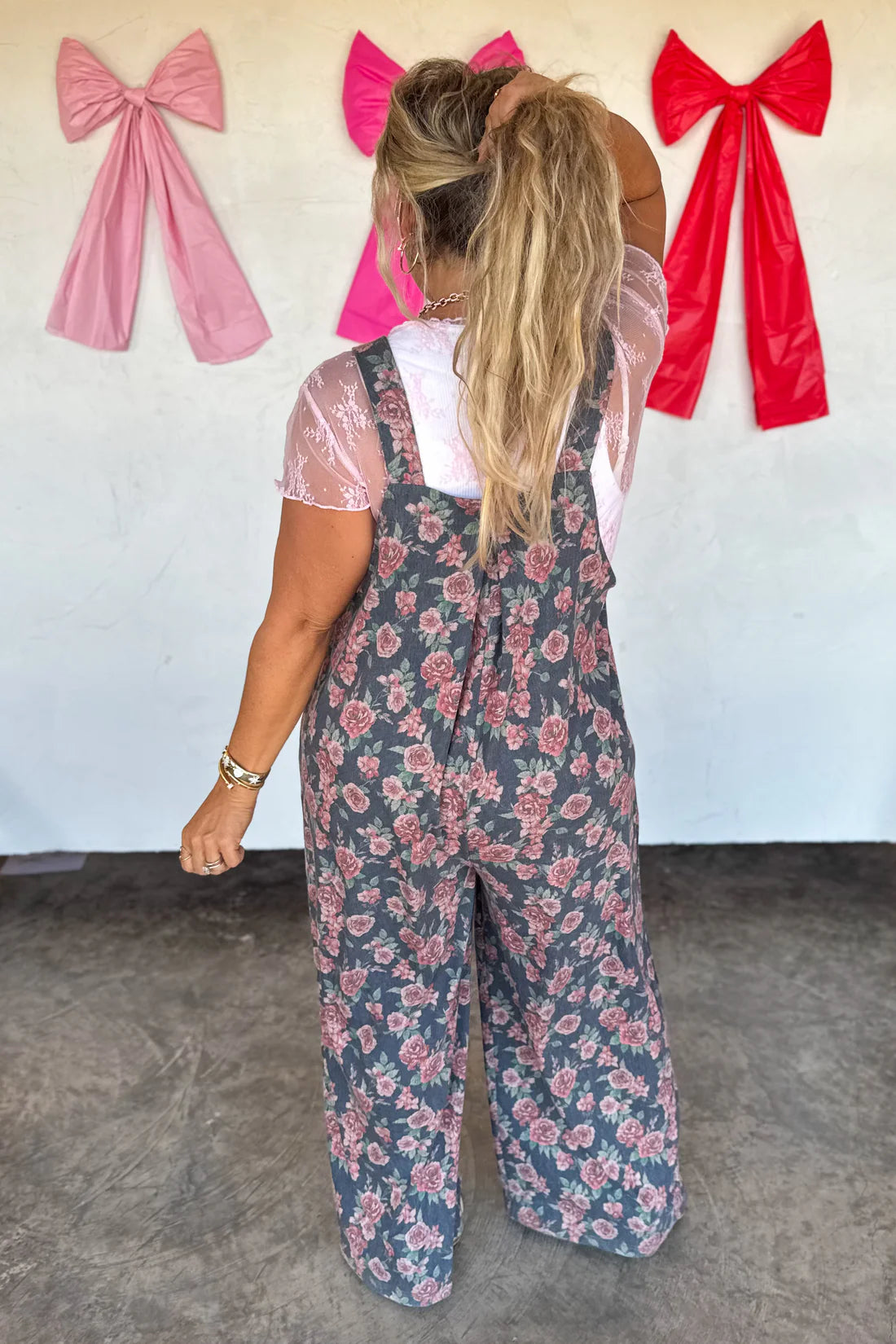 Preorder Cassidy Floral Denim Overalls-ETA BEGINNING OF JAN