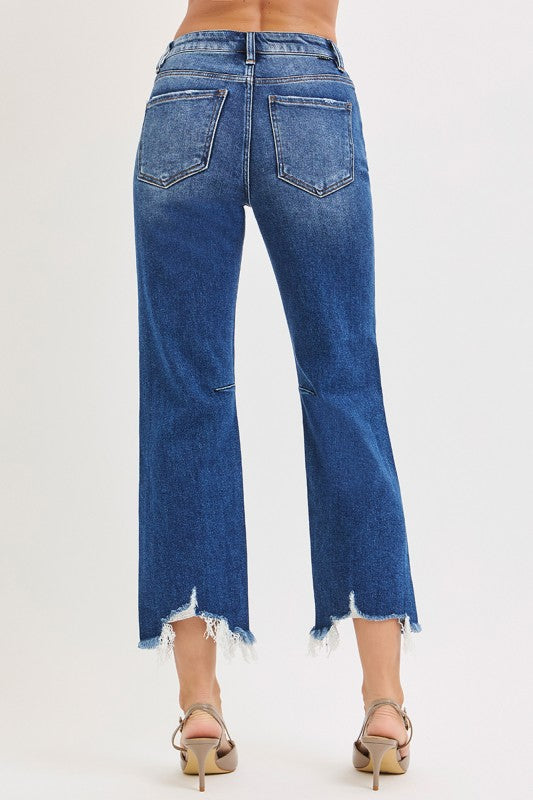 Risen High Rise Crop Straight Distressed Jeans-ETA 9/24