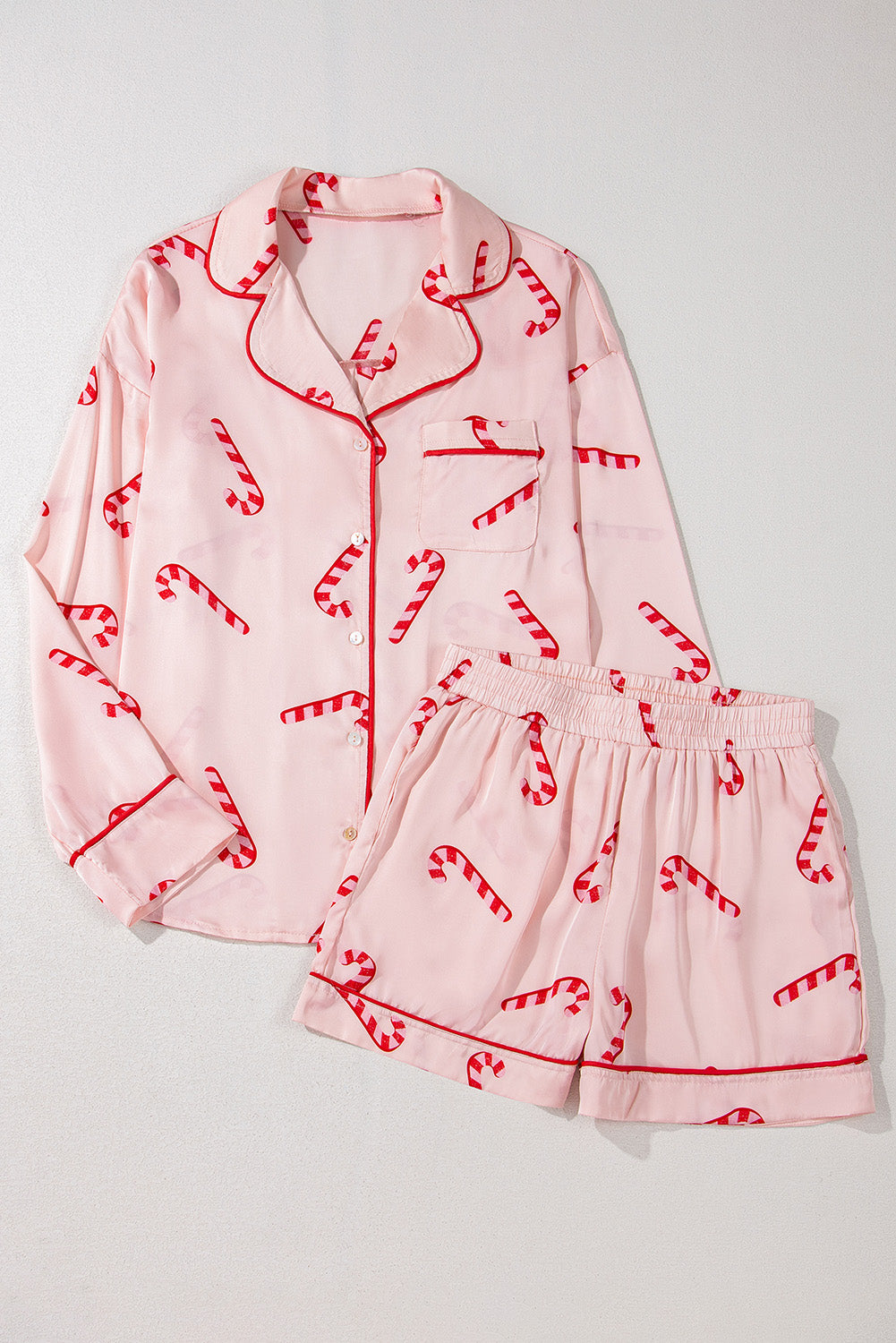 Candy Cane Print Christmas Pajama Set