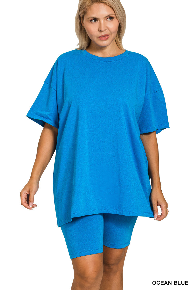 Zenana Oversized Top & Biker Short Set