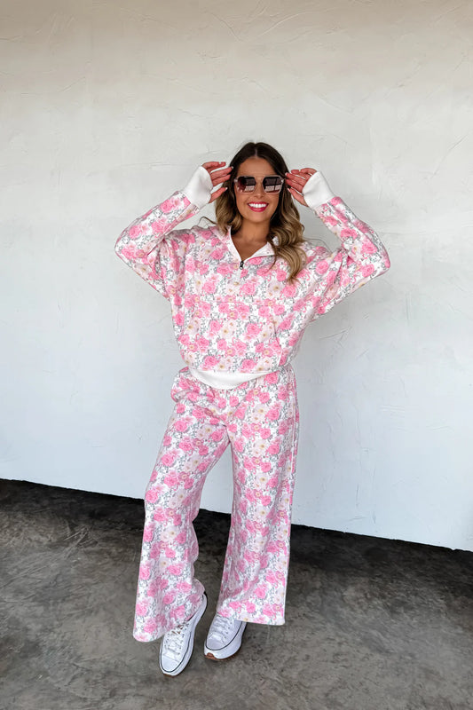 PREORDER- FLORAL & CHEETAH EASY DOES IT PULLOVER-ETA MID SEPT