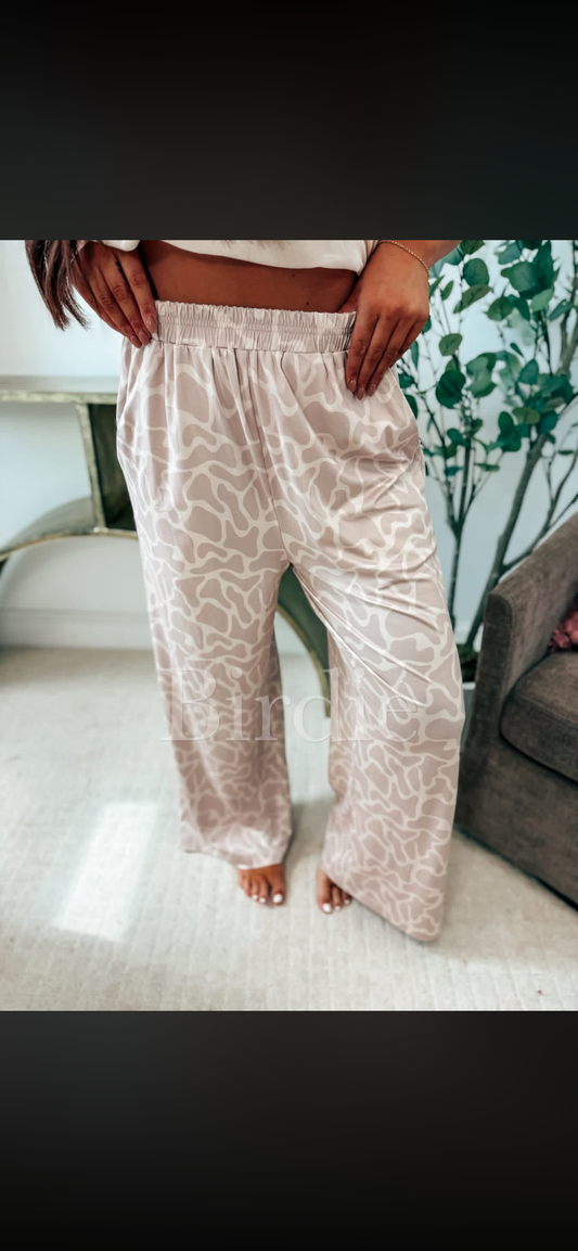 BIRDIE PREORDER Flowy Wide-Leg Pants in Bare Marsh Camo