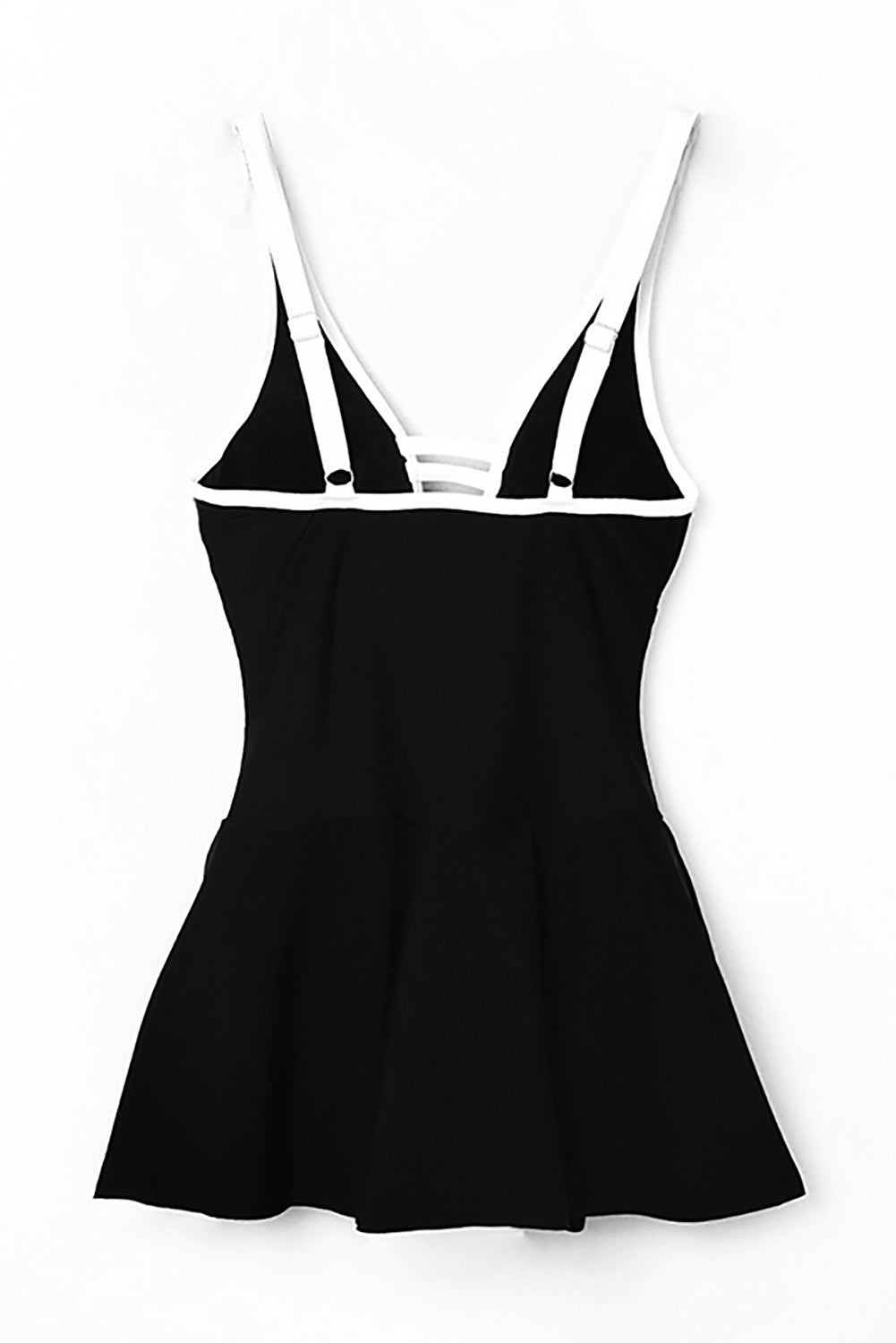 Black Strappy V Neck Backless One Piece Swimdress