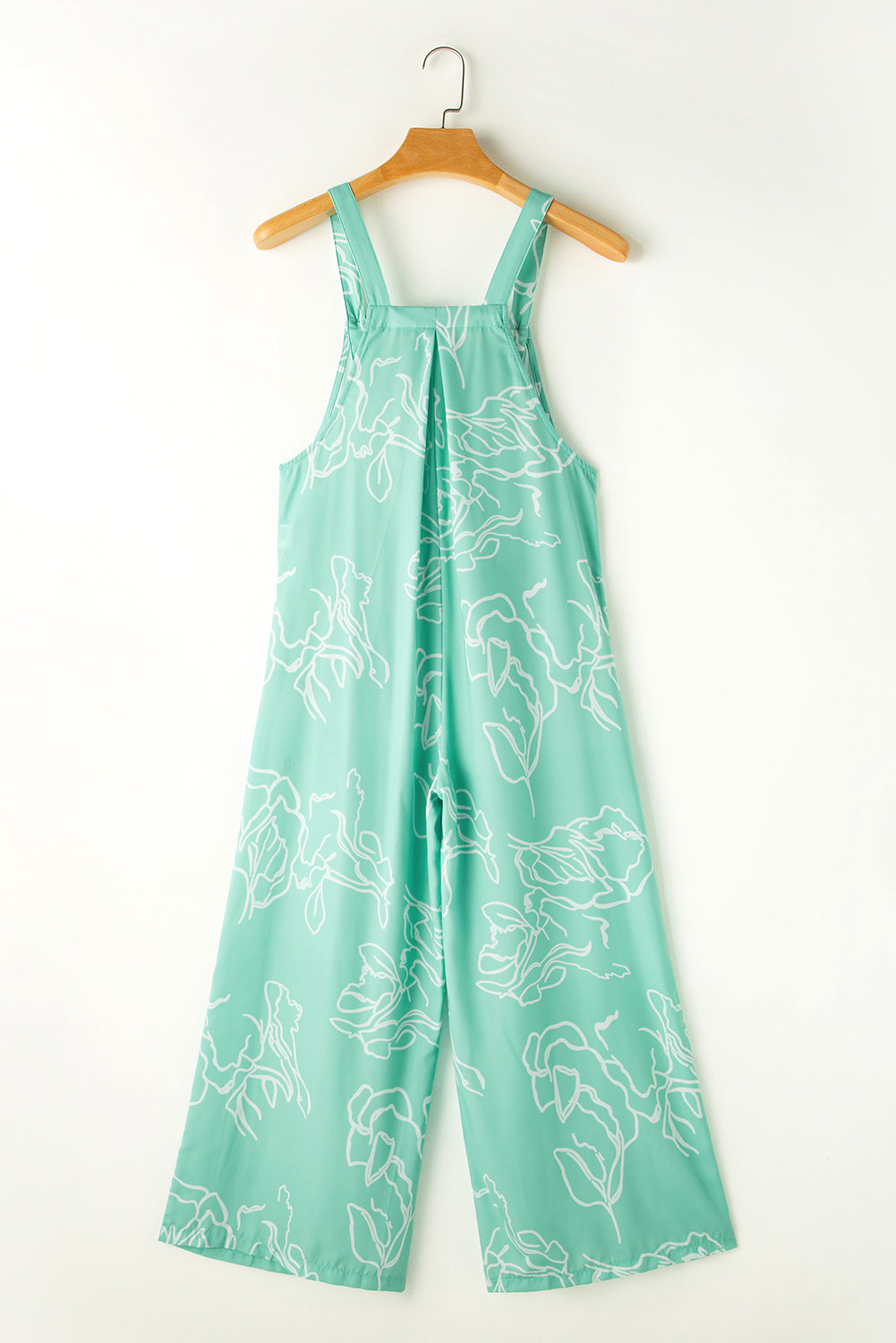 Moonlight Jade Abstract Print Wide Leg Overall