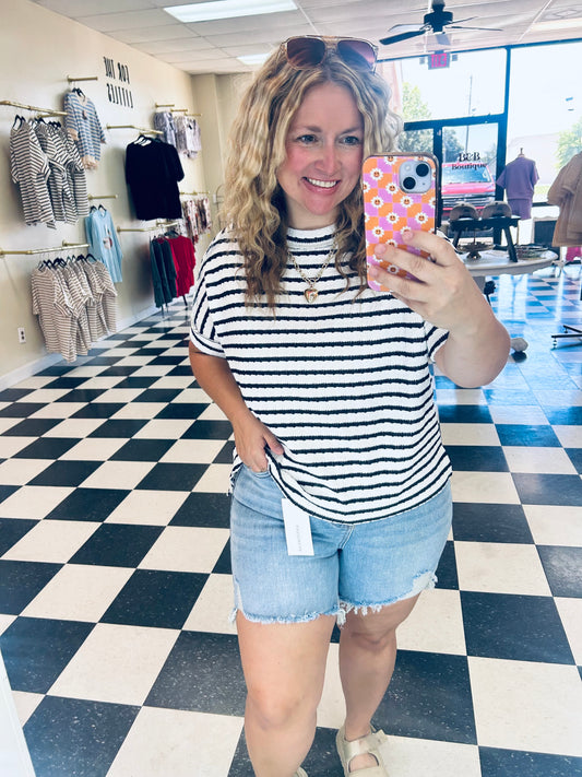 Zenana Striped Ribbed Top