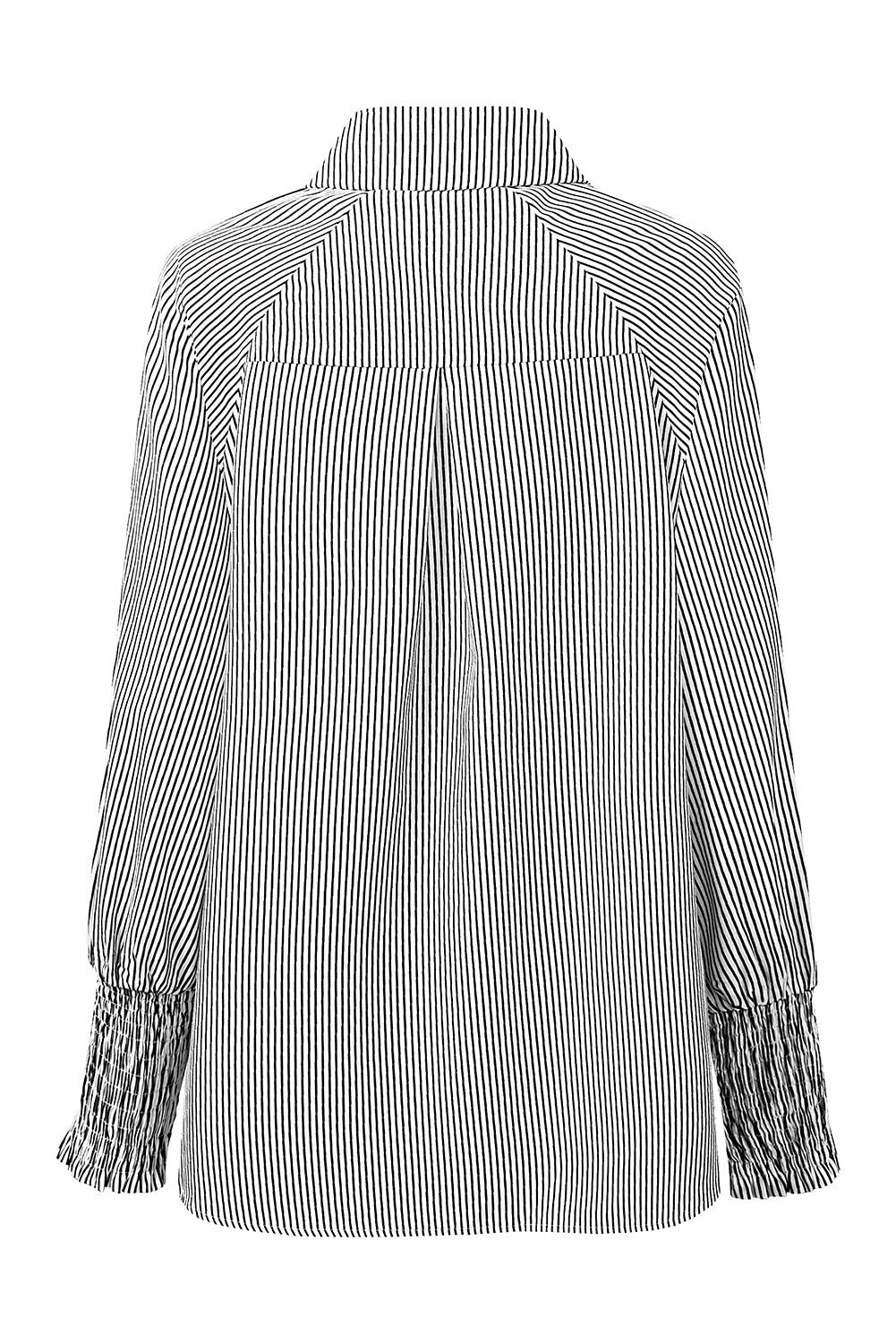 Striped Casual Shirred Cuffs Shirt