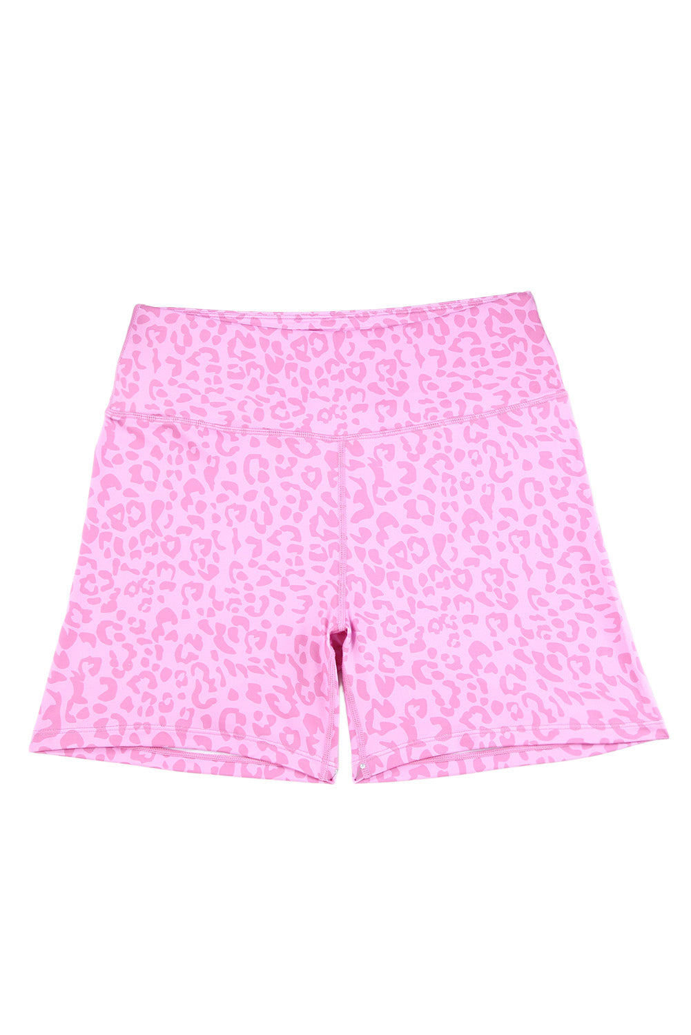 Pink Leopard Print Elastic Cycling Shorts