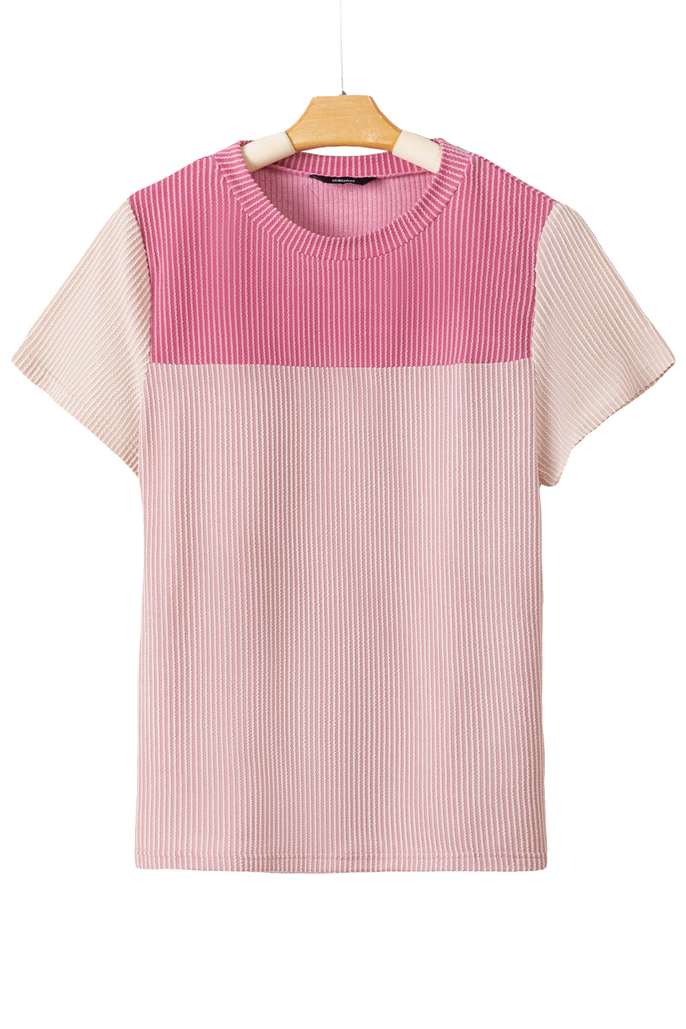 Ribbed Textured Colorblock T Shirt