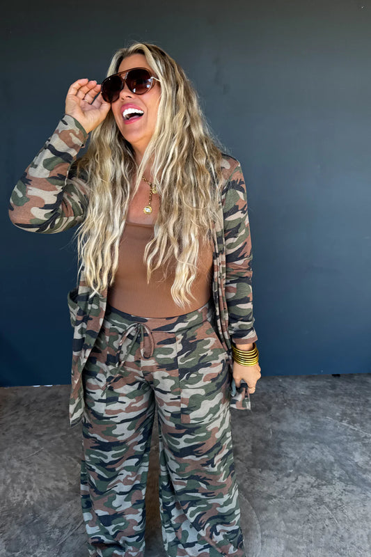 PREORDER- CAMO WAFFLE REESE CARDIGAN-ETA END OF JAN