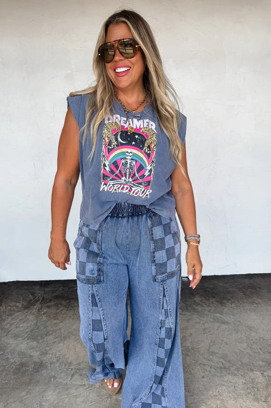 PREORDER- GROOVE ON CHECKER FLARE PANTS-ETA MID NOV