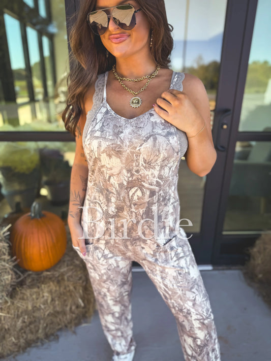 BIRDIE PREORDER One Piece Jumpsuit in Dark Camo-ETA December