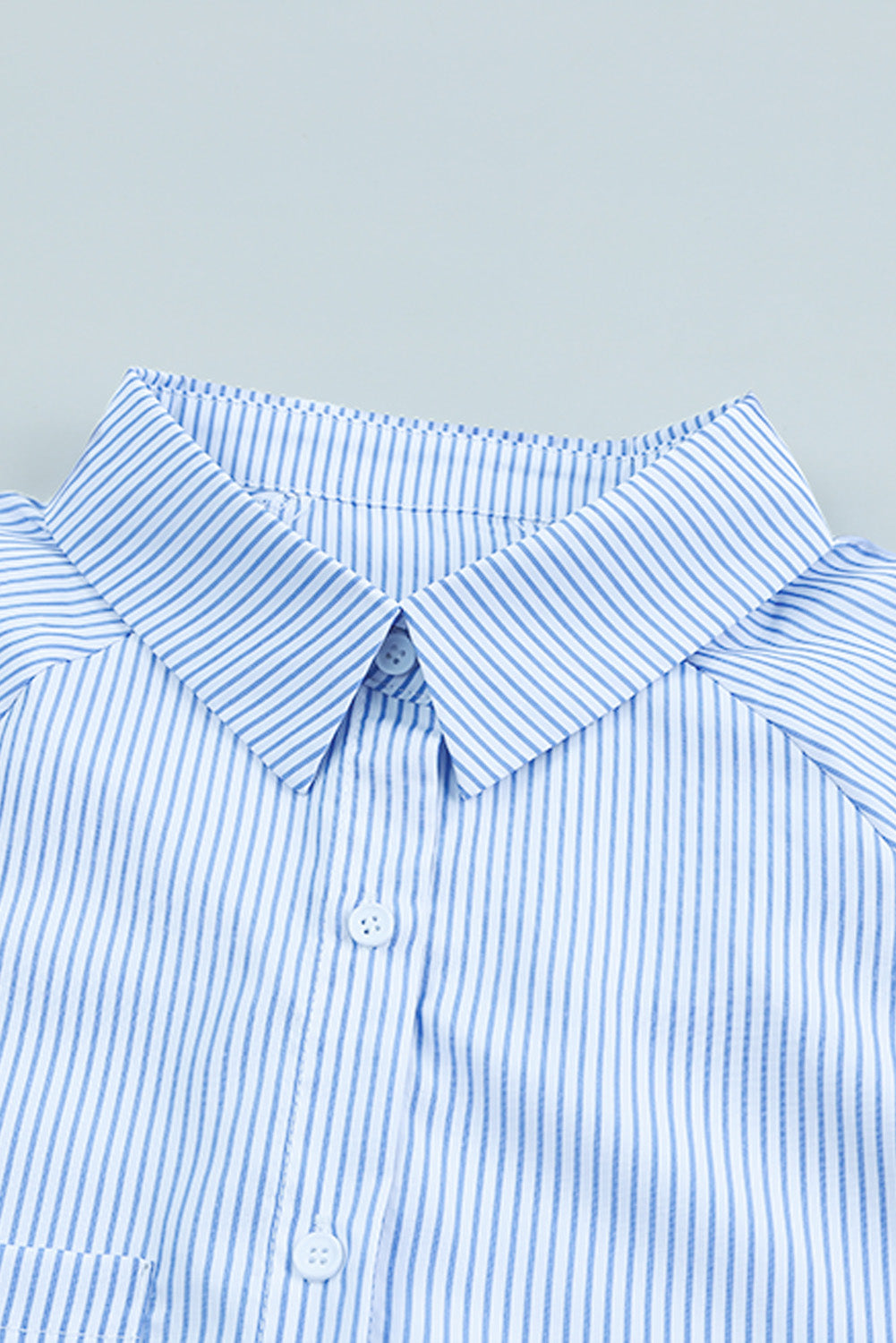 Striped Casual Shirred Cuffs Shirt