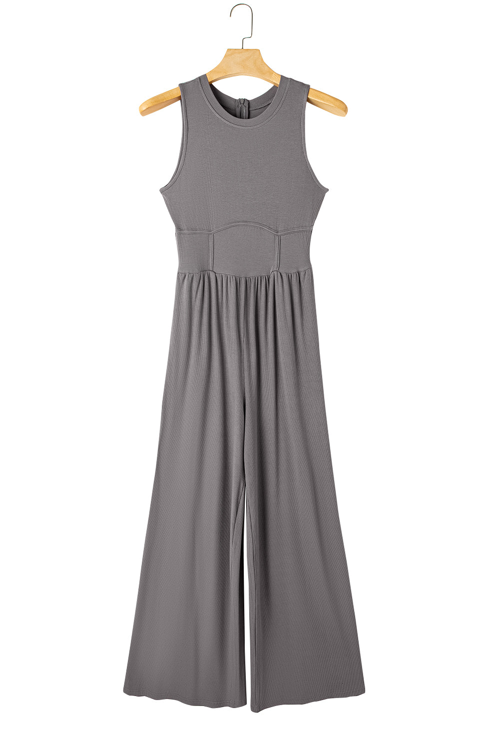 Medium Grey Sleeveless High Waist Wide Leg Jumpsuit