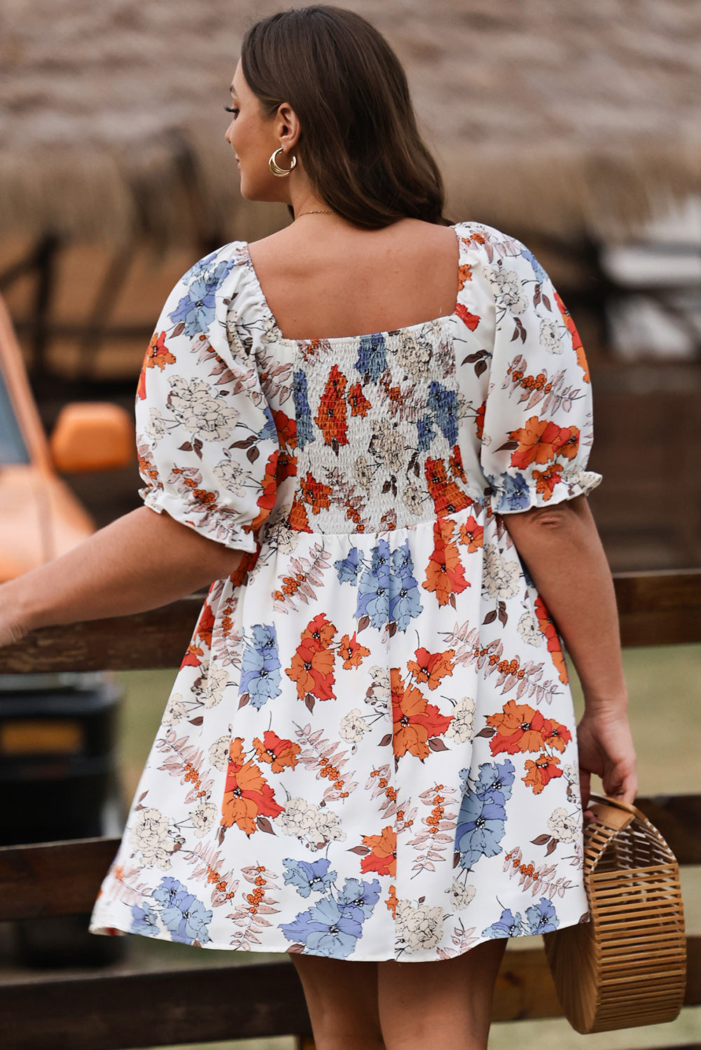 White Floral Smocked Dress