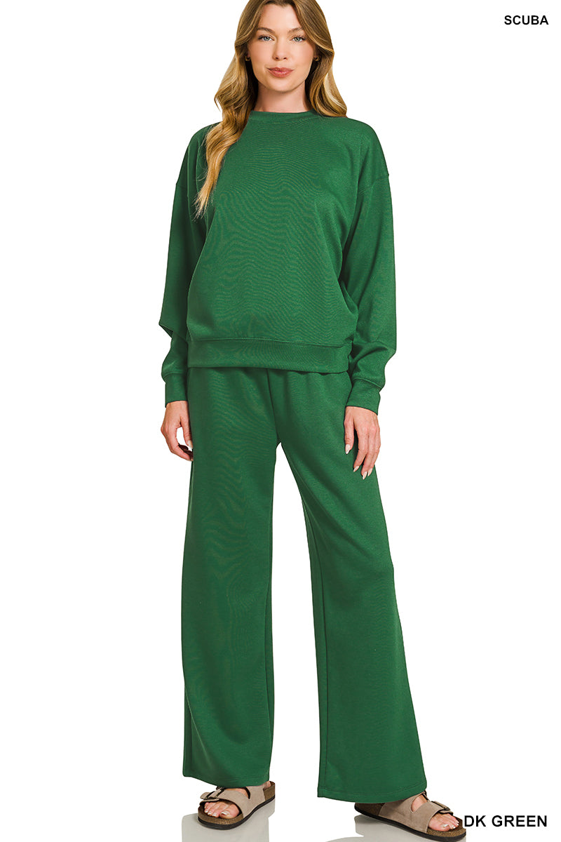 ZENANA SCUBA CREWNECK PULLOVER & PANTS SET