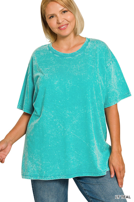 Zenana Mineral Wash Short Sleeve Top