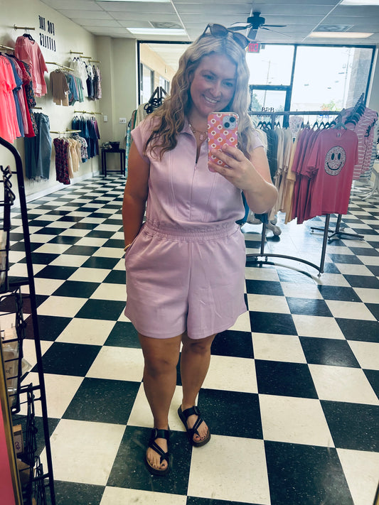 Jessica Lilac Romper with pockets