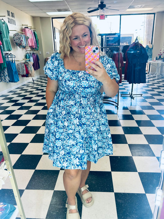 Blue Floral Summer Dress