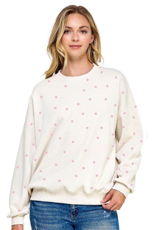 Polka Dot Basic Sweatshirt