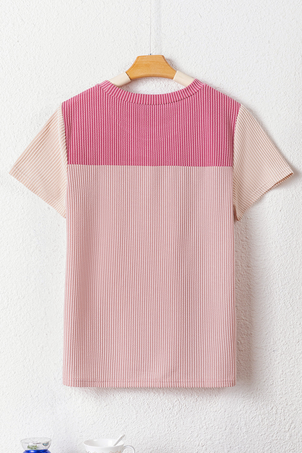 Ribbed Textured Colorblock T Shirt