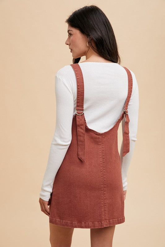 Brick Denim Overall Dress