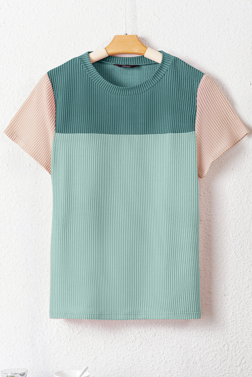 Ribbed Textured Colorblock T Shirt