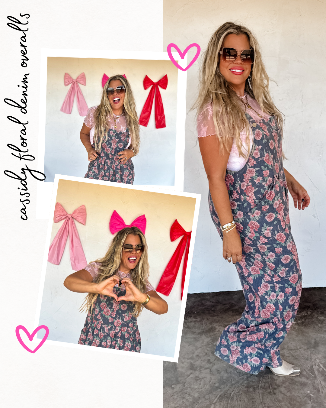 Preorder Cassidy Floral Denim Overalls-ETA BEGINNING OF JAN