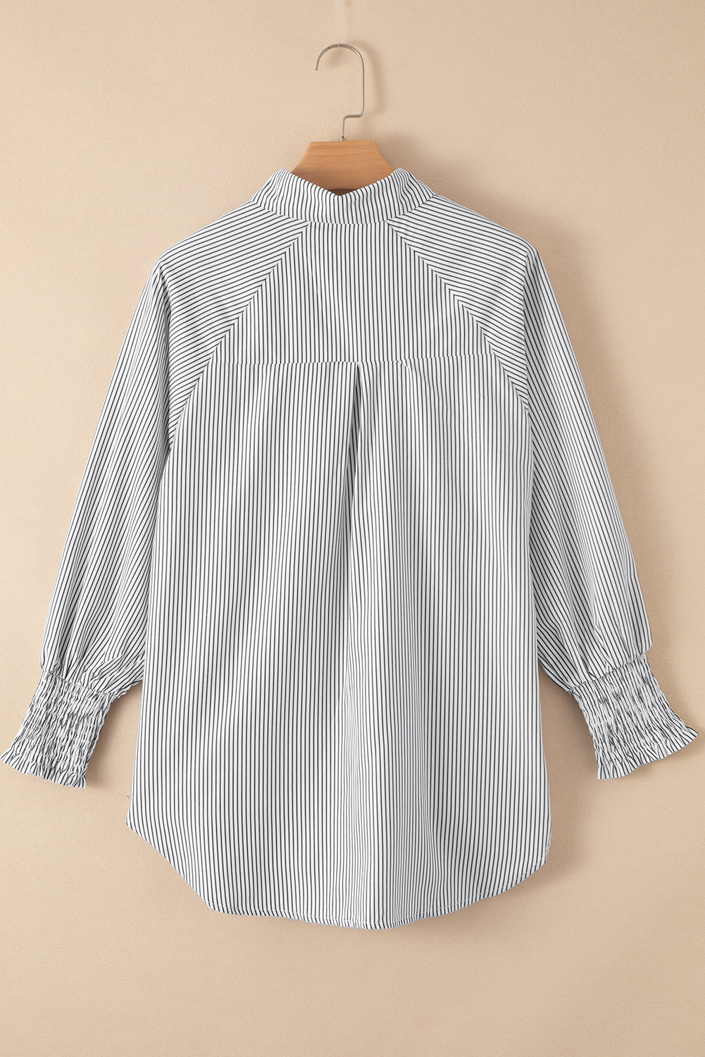 Striped Casual Shirred Cuffs Shirt