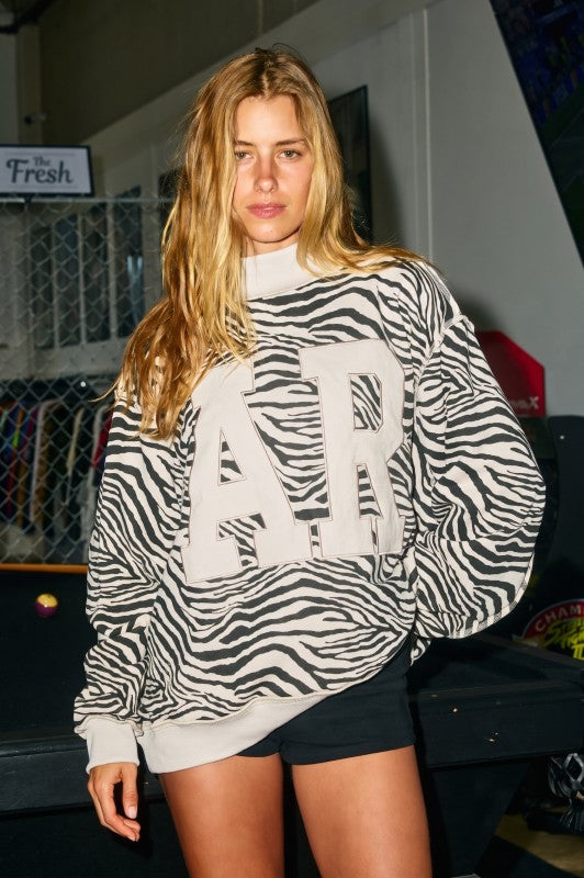 Bucketlist Zebra Arkansas Embroidered Mockneck Sweatshirt-Preorder