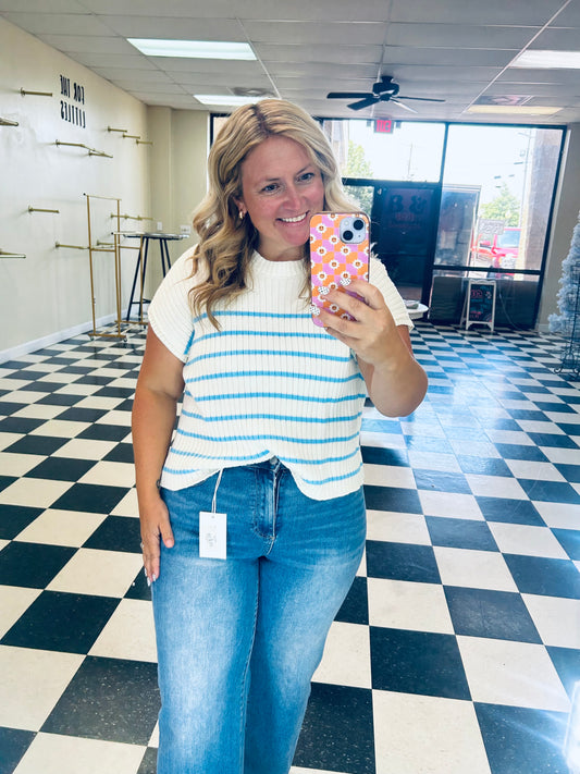 Ribbed Knit Striped Top