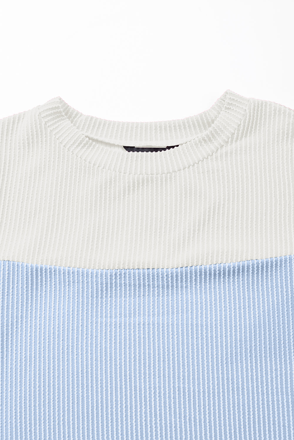 Ribbed Textured Colorblock T Shirt