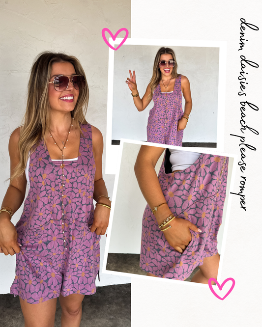 PREORDER- DENIM DAISIES- BEACH PLEASE ROMPER